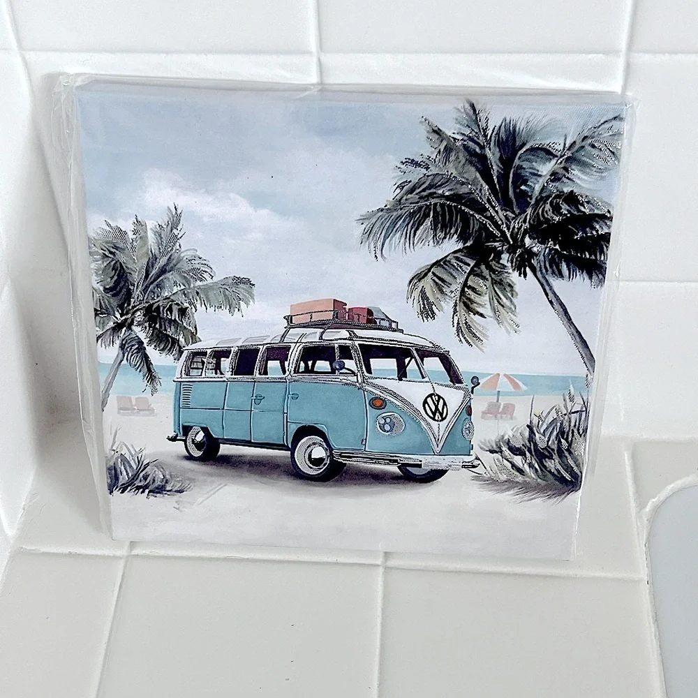 VW Bus Beach Bum Van Life Canvas Wall Art 8 x 8 Ready to Hang NEW Daydreaming